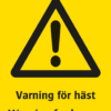 Varningsskylt med symbol för varning för fara och texten "Varning för katter" samt på engelska "Warning for cats".