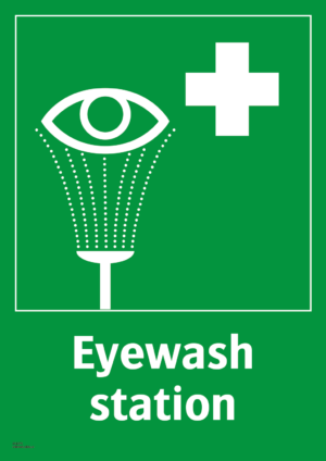 Nödskylt första hjälpen ögondusch eyewash station
