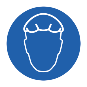 Skuren dekal med symbol för påbud hårskydd.