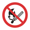 Skuren dekal med symbol för förbud - rökning och öppen eld förbjuden