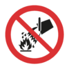 Skuren dekal med symbol för förbud - förbjudet att använda vatten vid släckning