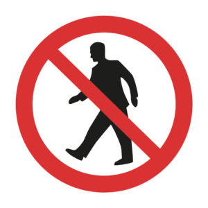Skuren dekal med symbol för förbud - gångtrafik förbjuden