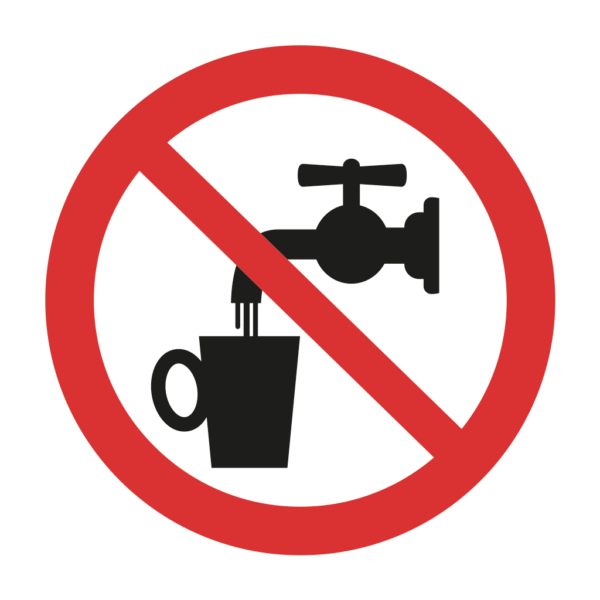 Skuren dekal med symbol för förbud - ej dricksvatten