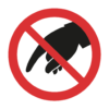 Skuren dekal med symbol för förbud - får ej vidröras