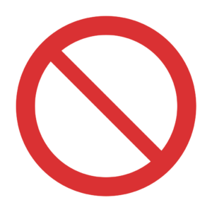 Skuren dekal med symbol för allmänt förbud