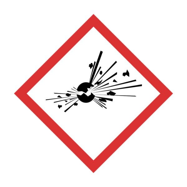 Skuren dekal med symbol för varning - explosiva ämnen