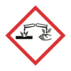 Skuren dekal med symbol för varning - frätande ämnen