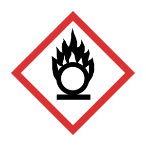 Skuren dekal med symbol för varning - oxiderande ämnen