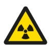 Skuren dekal med symbol för varning - radioaktiva ämnen