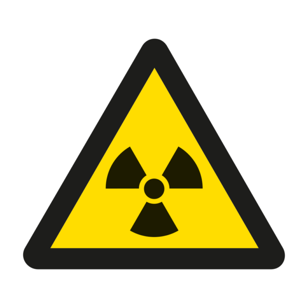 Skuren dekal med symbol för varning - radioaktiva ämnen