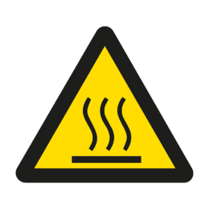 Skuren dekal med symbol för varning - heta ytor