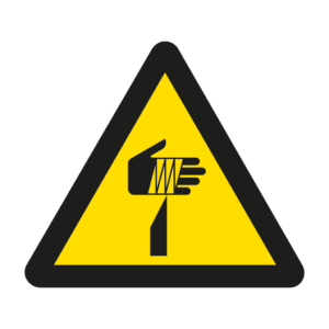 Skuren dekal med symbol för varning - vasst föremål