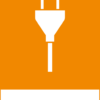 Återvinningsskylt med symbol för elavfall och texten "elavfall".