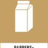 Återvinningsskylt med symbol för wellpapp - pappersförpackningar och texten "pappersförpackningar".