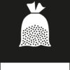 Återvinningsskylt med symbol för aska och texten "aska".